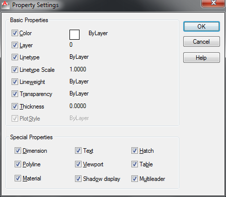How to match selective properties in AutoCAD drawing | CADnotes