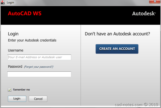 AutoCAD_WS_plugin_login