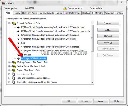 AutoCAD_support_file_search_path