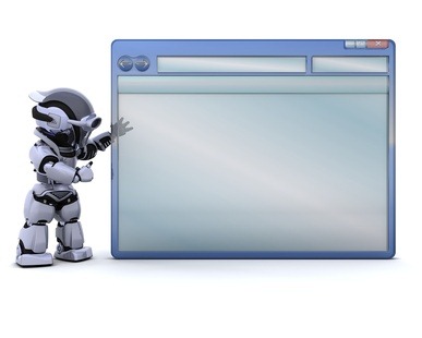 robot with empty computer window