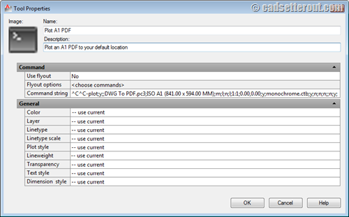 An AutoCAD tool palette command tools properties