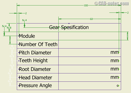 gear specification table