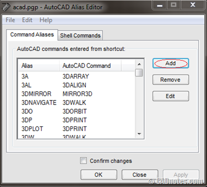 Add command in Command Aliases Tool
