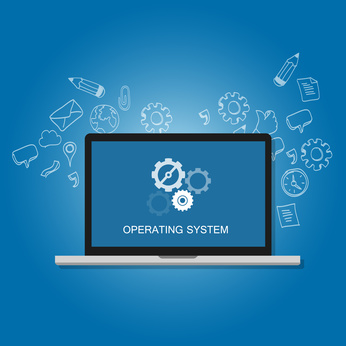 os operating system software computer laptop screen gear icon concept