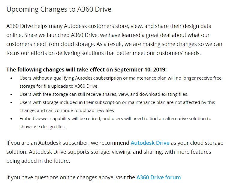 A360 Drive is no longer available for