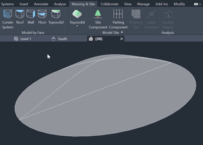 Creating toposolid from face in Revit 2025